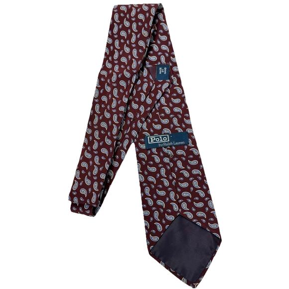 Polo Ralph Lauren Paisley Silk Neck Tie Made By Hand USA VTG - Picture 5 of 7